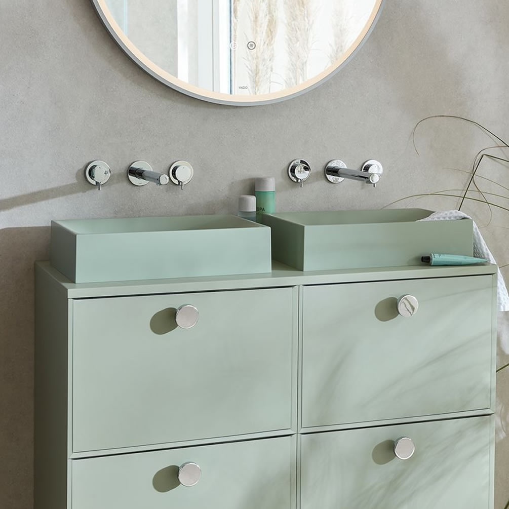 Vado Safari Lever Chrome 3 Tap Hole Wall Mounted Basin Mixer - Lifestyle